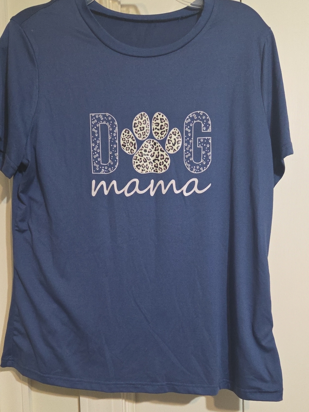 SHEIN Blue 'Dog Mama' Leopard Paw Graphic Tee